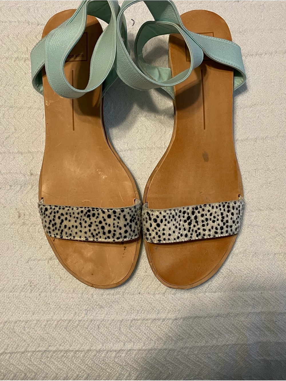 Dolce Vita Mint Green Ankle-Wrap Sandals with Speckled Front Band